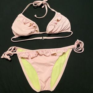 Guess pink and lime green bikini size large